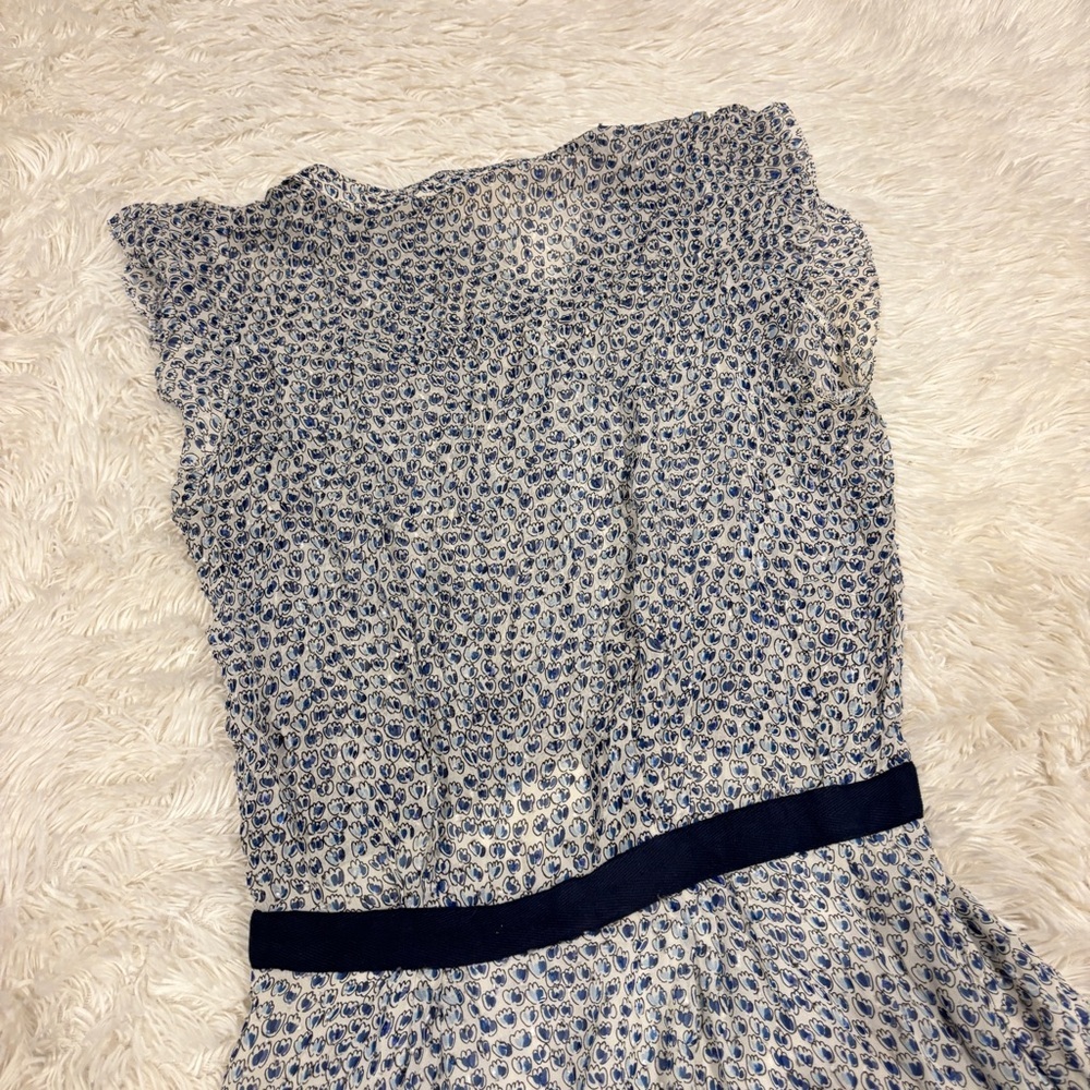 Band of Outsiders Scribble Flower Silk Flutter Sleeve Shirt Dress - Picture 10 of 12